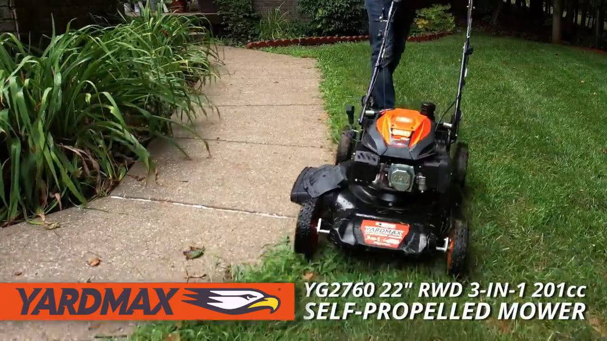 Yardmax 22 in. 201 CC Select Pace 6 Speed CVT High Wheel RWD 3-in-1 Gas Walk Behind Self Propelled Lawn Mower