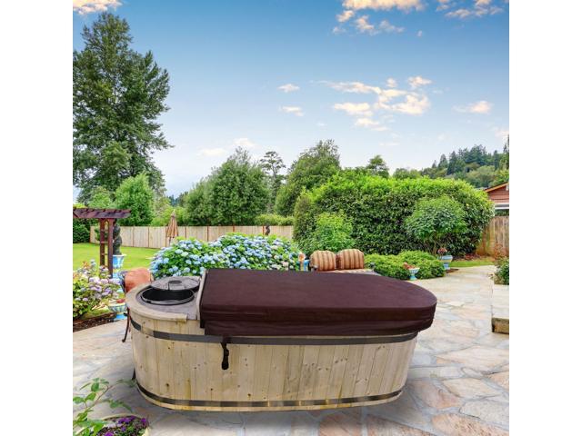 ALEKO 2 Person Natural Pine Hot Tub with Charcoal Stove Boiler 132 Gallons