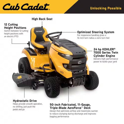 Cub Cadet XT1 Enduro LT 50 in. Fab Deck 24 HP V-Twin Kohler 7000 Series Engine Hydro Drive Gas Riding Lawn Tractor (ca Compliant)