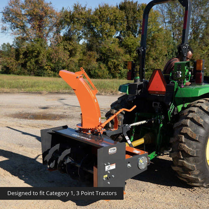 Titan Attachments 4 ft Snow Blower, Category 1, 3 Point PTO Driven, di