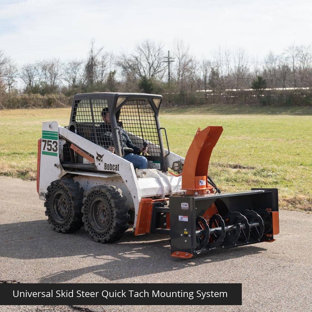 Titan Attachments 5 ft Skid Steer Snow Blower, Quick Tach, 360-Degree Directional Snow Chute, Size: 5'