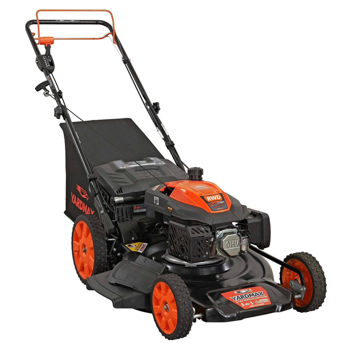 Yardmax 22 in. 201 CC Select Pace 6 Speed CVT High Wheel RWD 3-in-1 Gas Walk Behind Self Propelled Lawn Mower