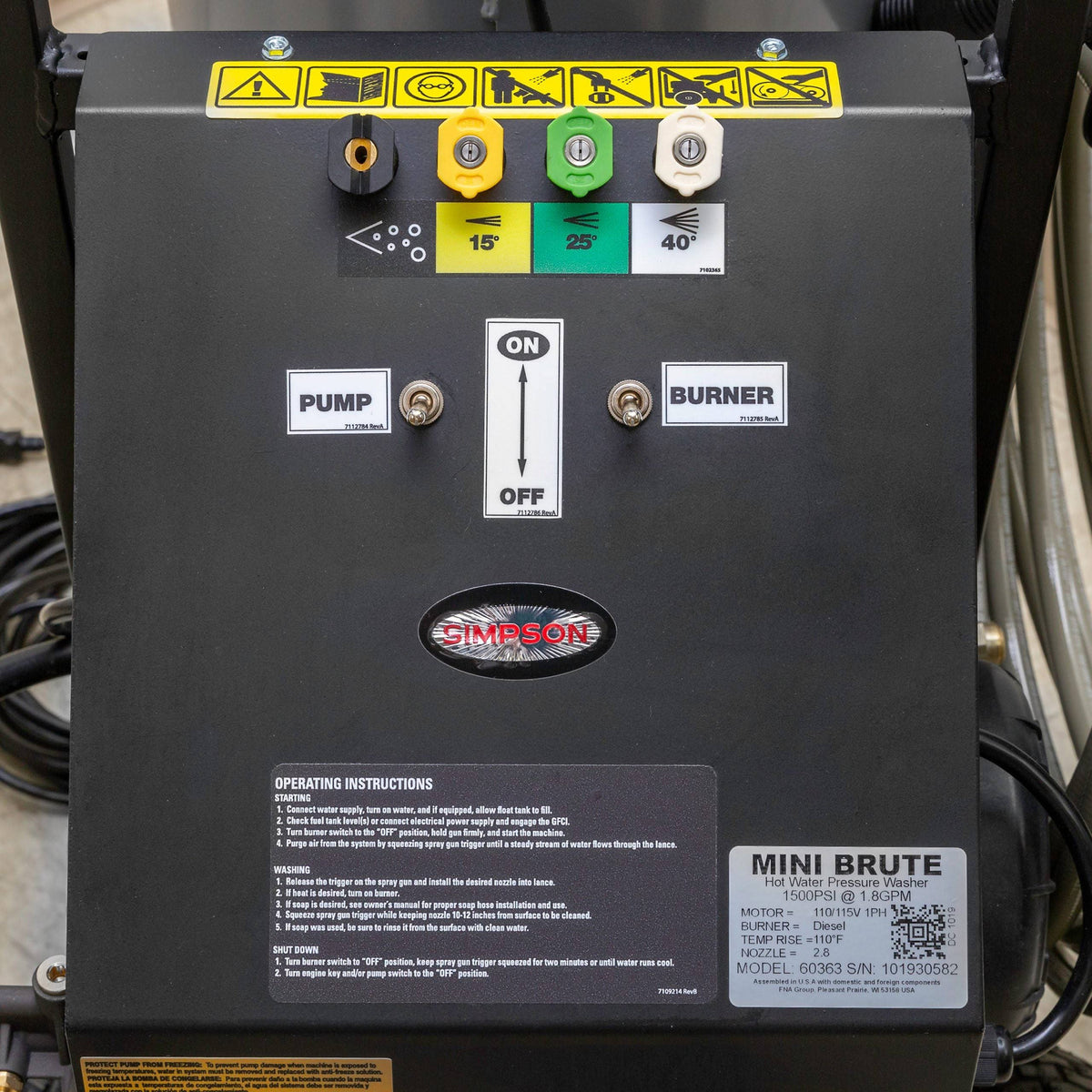Simpson Mini Brute 1500 PSI 1.8 GPM Hot Water Electric Pressure Washer