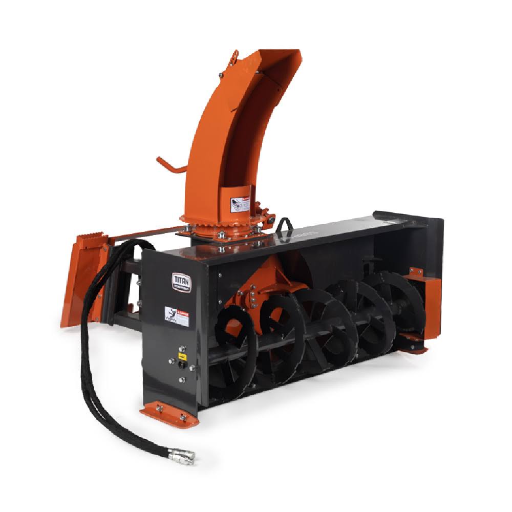 Titan Attachments 5 ft Skid Steer Snow Blower, Quick Tach, 360-Degree Directional Snow Chute, Size: 5'