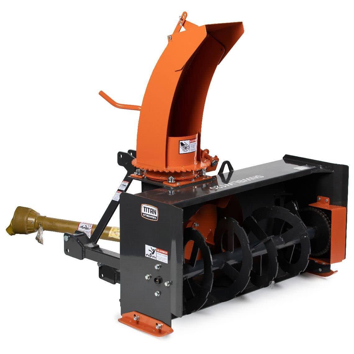 Titan Attachments 4 ft Snow Blower, Category 1, 3 Point PTO Driven, di