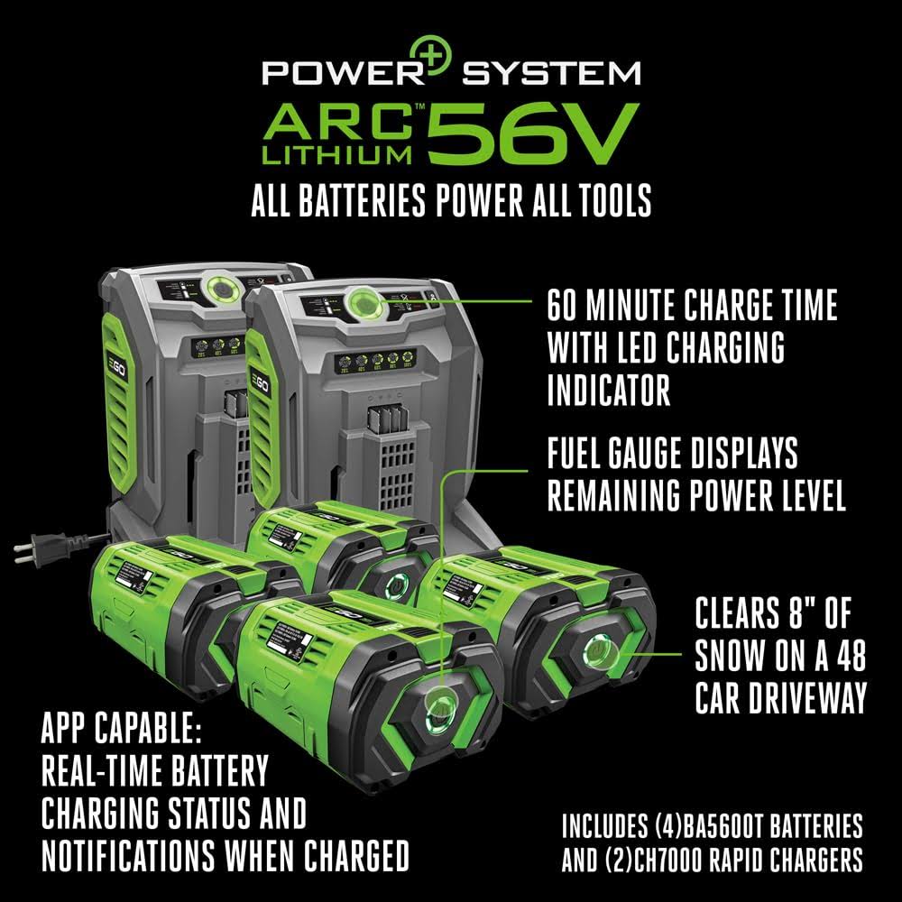 Ego Power+ Snow Blower 24" Self Propelled 2 Stage with Four 10 Ah Batteries